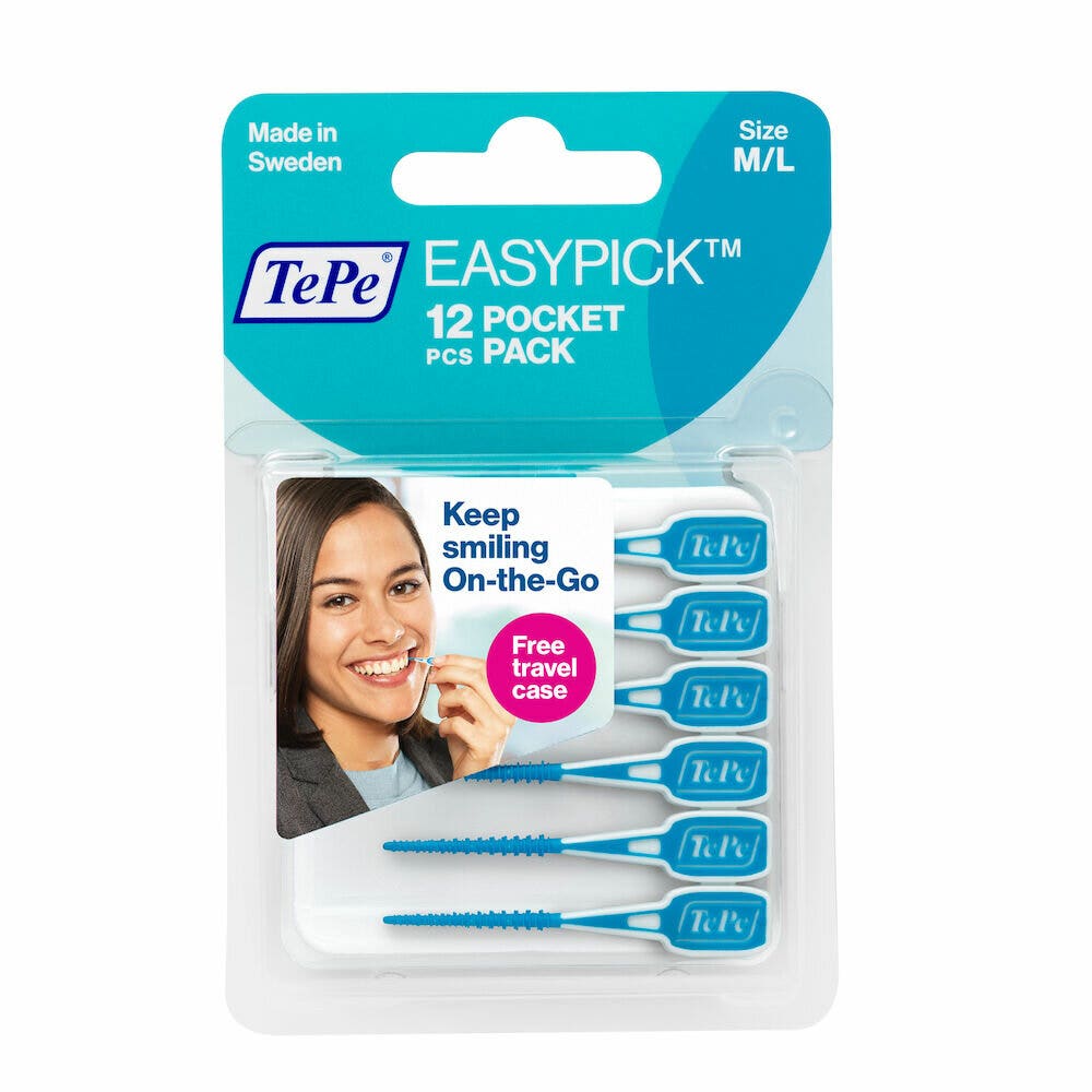 Tepe Easypick Hilo dental azul M/L para espacios interdentales medianos o grandes, 12 unidades