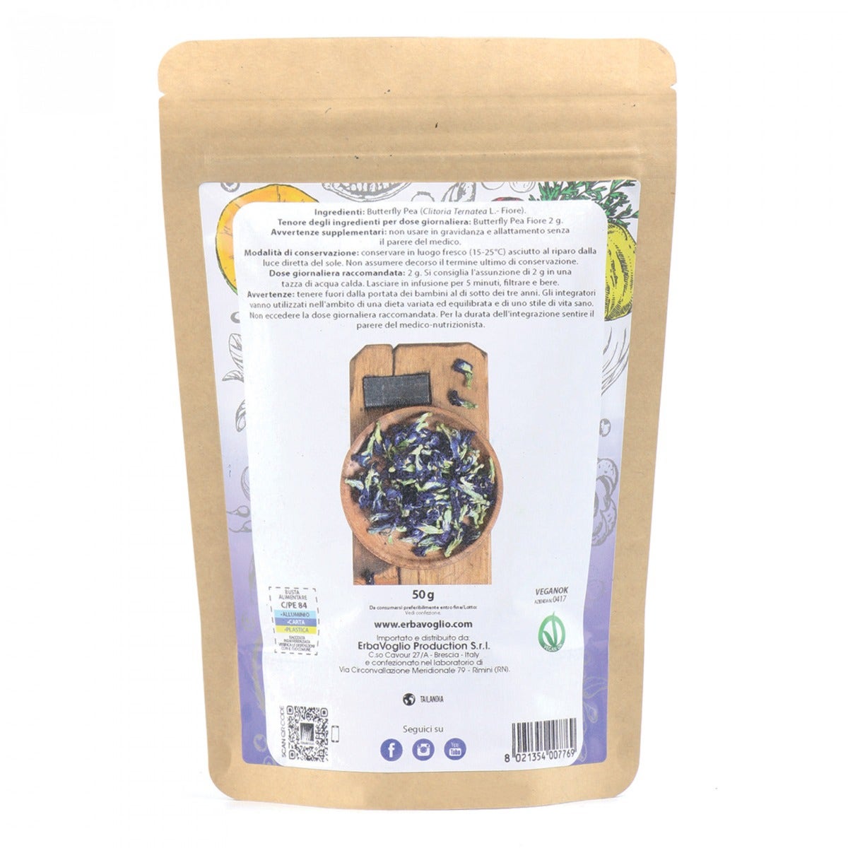 Erbavoglio Tè Di Butterfly Pea 50g