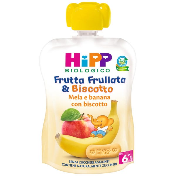 Hipp Puré de frutas manzana, plátano y galleta 90 ml 6 meses+