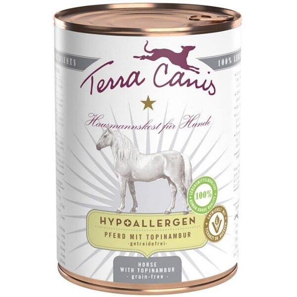 Terra Canis Comida húmeda con caballo y tupinambo para perros adultos, lata de 400 g