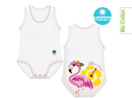 J Bimbi Body 0-36 Mesi Fresco Cotone Summer Fenicottero
