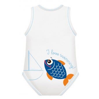 J Bimbi Body Neonato Senza Maniche In Cotone Bio 0-36 Mesi Pesce Blu