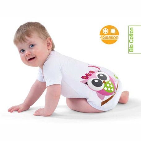J Bimbi Body Cotone Biologico Bimba Gufetta/Tinta Unita 3 Pezzi