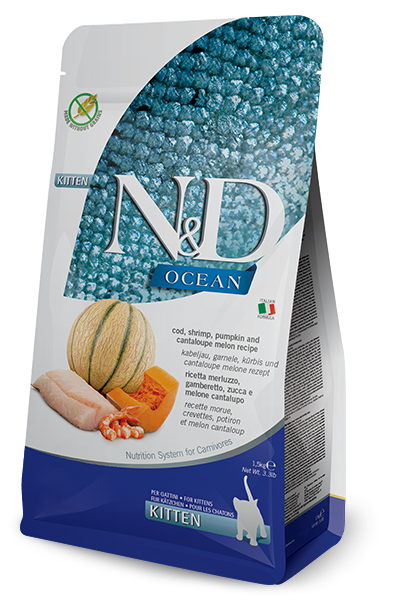 Farmina N&D Ocean Merluzzo E Gamberetto Gatti Cuccioli Sacco 1,5kg