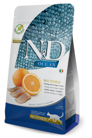 Farmina N&D Ocean Neutered Arenque y Naranja Gatos Adultos Esterilizados Bolsa 300 g