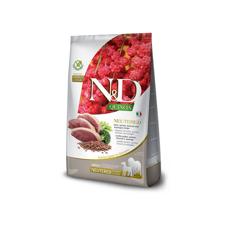 Farmina Natural & Delicious Medium & Maxi Quinoa Castrados Pato Brócoli Espárragos Para Perros Adultos 2,5 kg