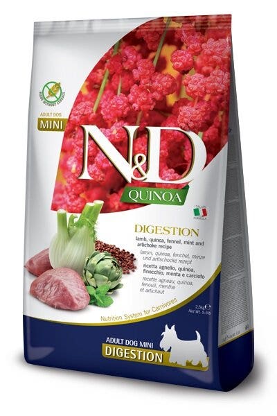 Farmina N&D Quinoa E Agnello Digestion Cani Taglia Mini Sacco 2,5Kg