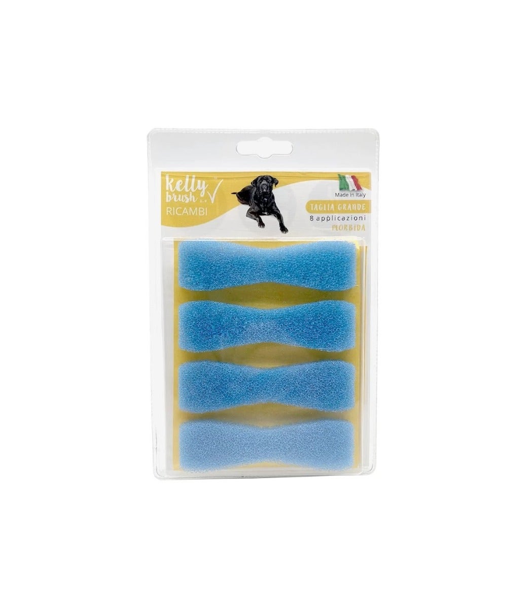 Kelly Brush Kit de recambios para cepillo de tamaño grande con esponjas blandas para perros, 8 aplicaciones