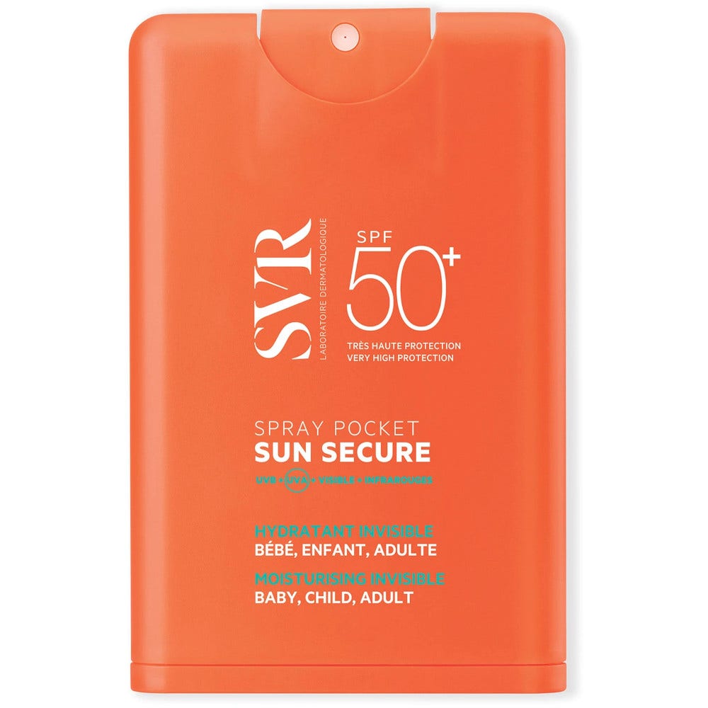 SVR Sun Secure Spray Pocket, protector solar hidratante invisible SPF50+, 20 ml