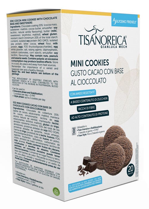 Gianluca Mech Mini Cookies de cacao con base de chocolate, aptas para dietas hipoglucémicas, 250 g