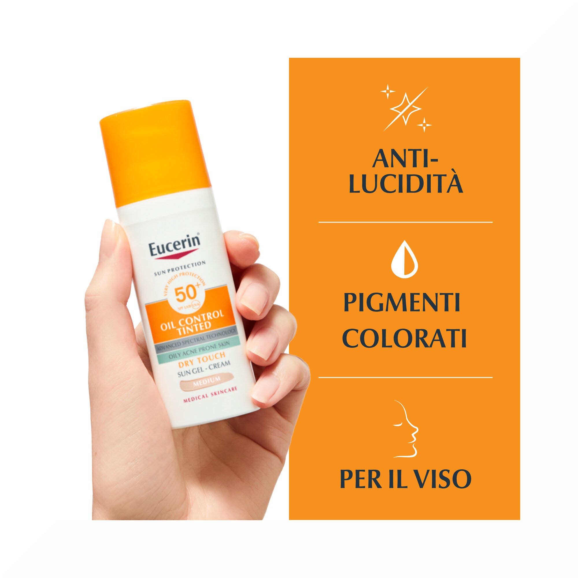 Eucerin Sun Oil Control Gel-Crema Tintado con SPF50+ Medio