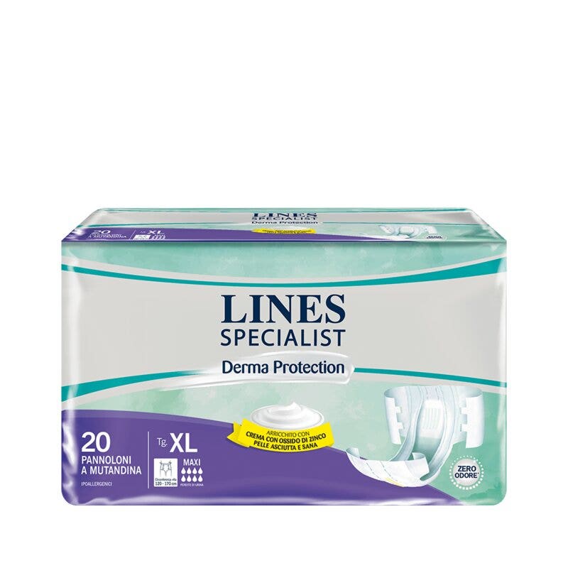 Lines Specialist Derma Protection Talla XL Máxima Absorción 20 Pañales Tipo Braguita Unisex