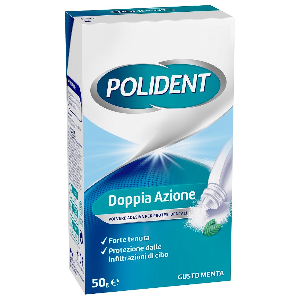 Polident Polvo Adhesivo para Prótesis Dentales Menta 50 g Fijación Segura