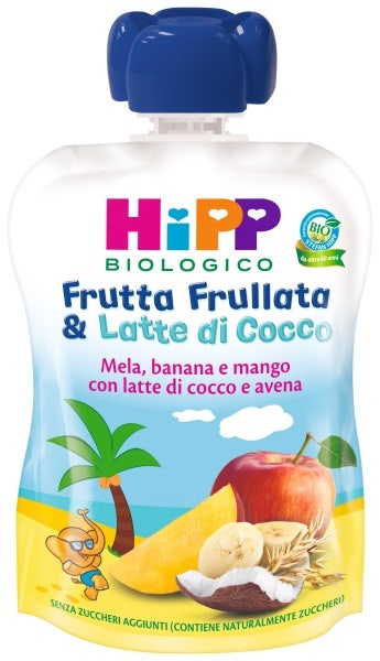 Hipp Biologico Frutta Frullata E Latte Di Cocco Gusto Mela Banana E Mango Con Latte Di Cocco E Avena 90g