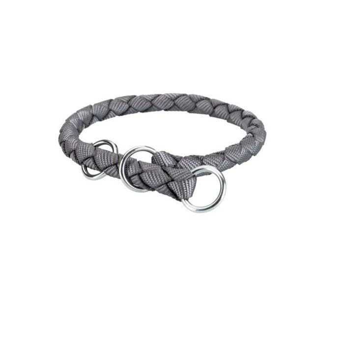 Trixie Collare taglia L in treccia tubolare per cani colore grigio