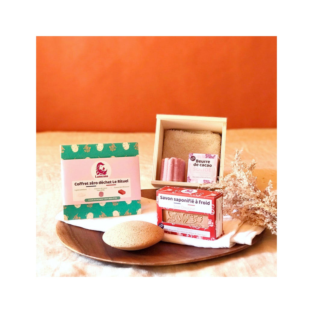 Lamazuna Set de piedra exfoliante + manteca de cacao sólida + jabón