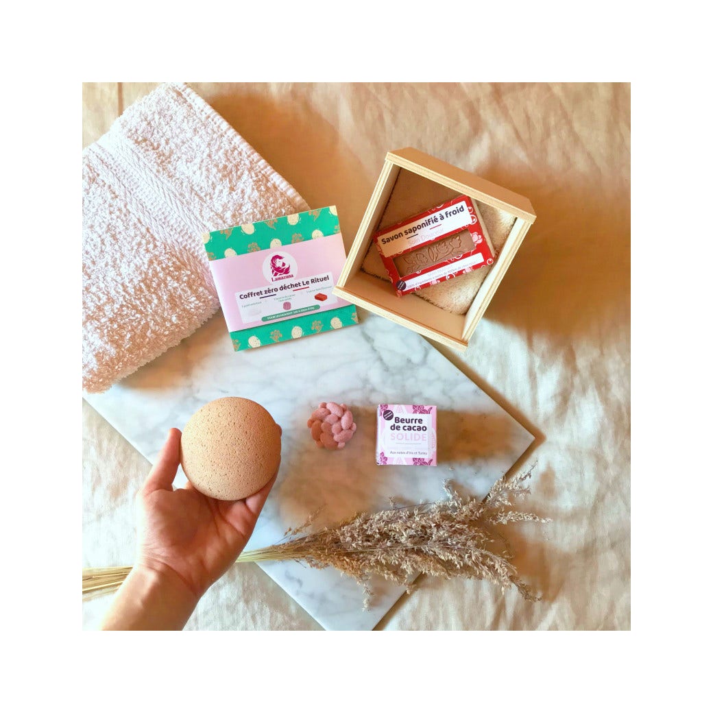 Lamazuna Set de piedra exfoliante + manteca de cacao sólida + jabón