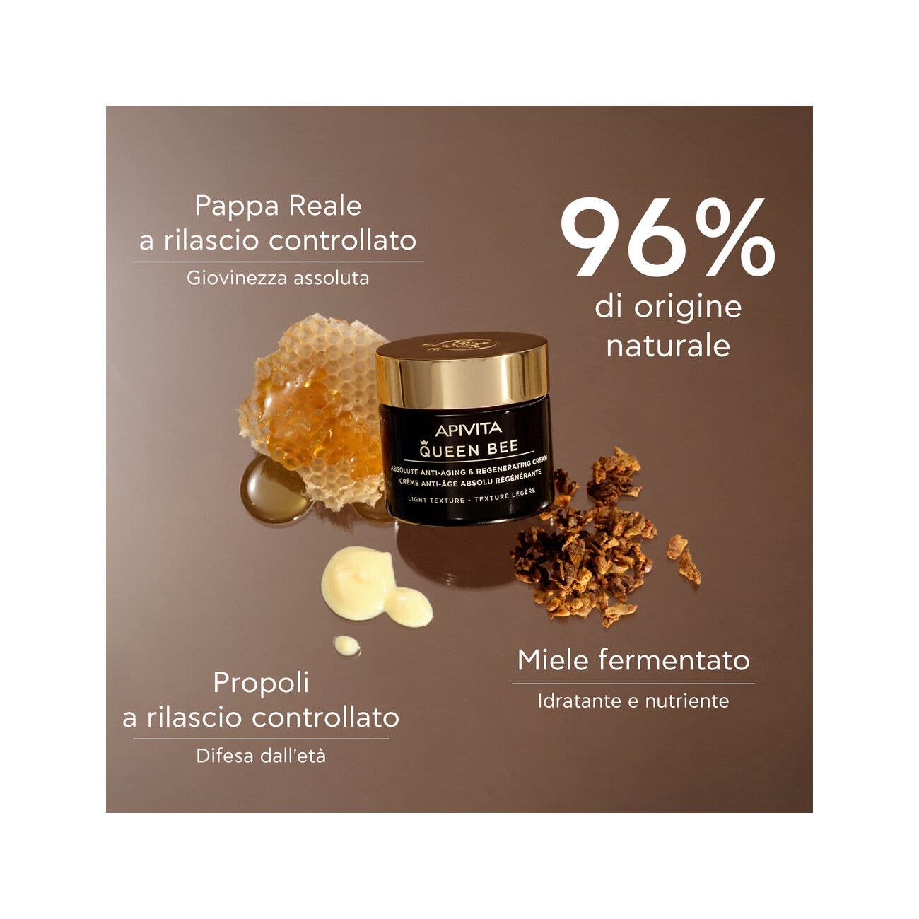 Apivita Queen Bee Light Crema Viso Anti-Età Assoluta&Rigenerante Texture Leggera 50ml