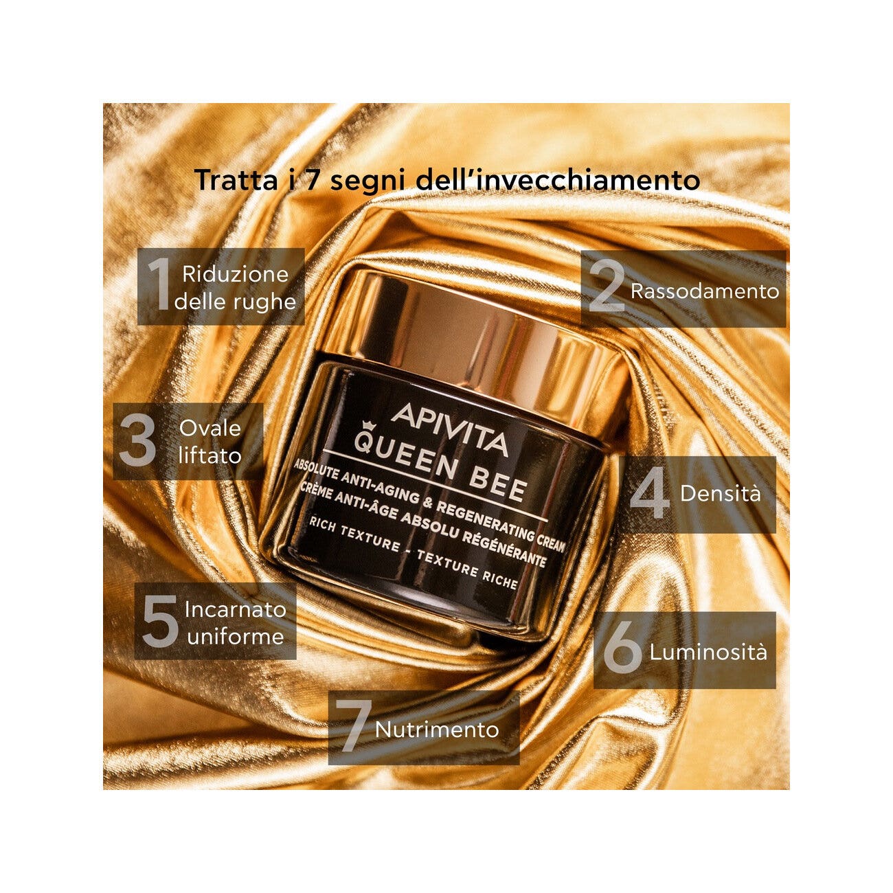 Apivita Queen Bee Rich Crema Viso Anti-Età Assoluta&Rigenerante Texture Ricca 50ml