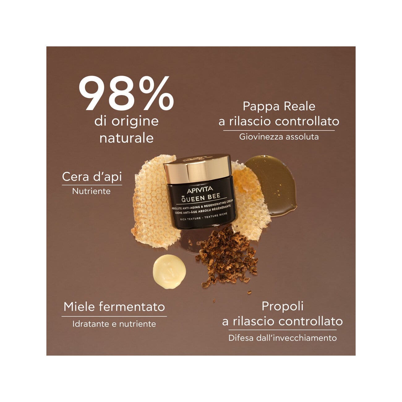 Apivita Queen Bee Rich Crema Viso Anti-Età Assoluta&Rigenerante Texture Ricca 50ml