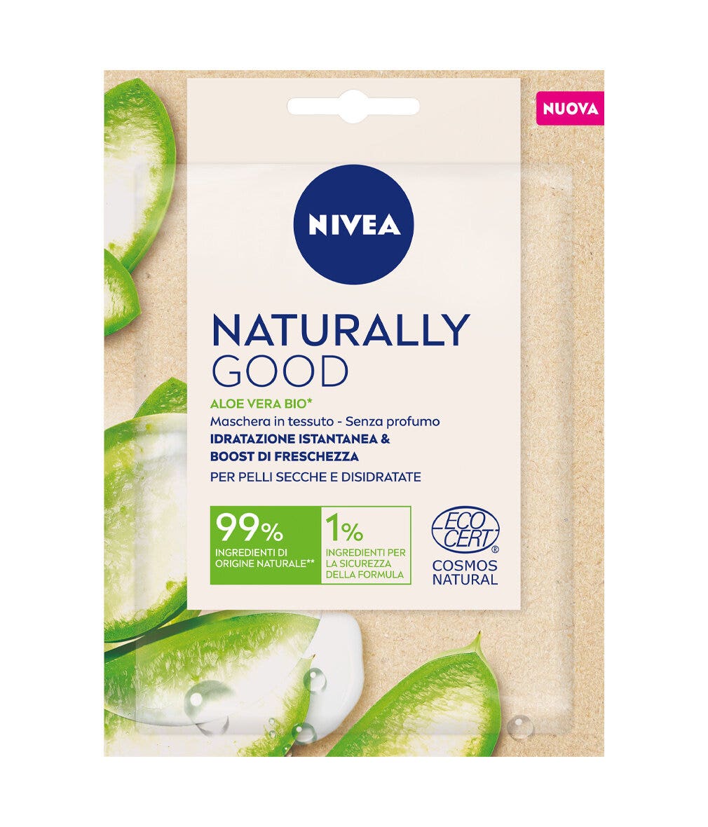Nivea Naturally Good Aloe Vera Bio Maschera Viso in Tessuto Per Cura Della Pelle 1 Pezzo