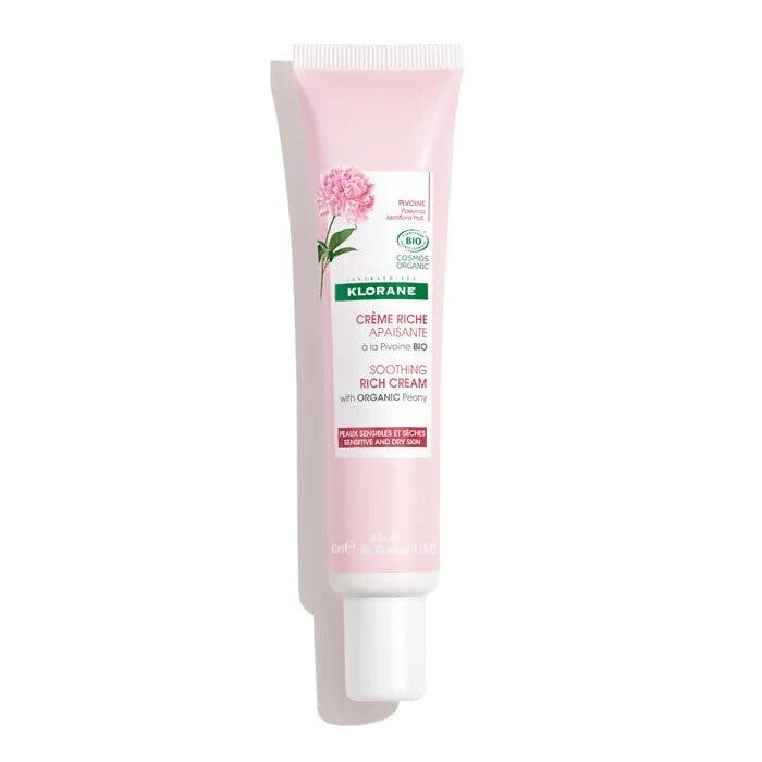 Klorane Crema rica calmante con peonía ecológica para piel sensible/seca 40 ml