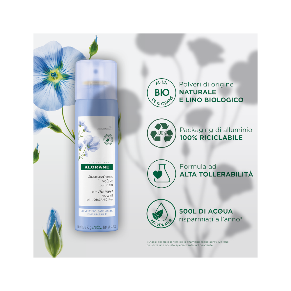 Klorane Shampoo Secco Volume Al Lino Bio 50ml