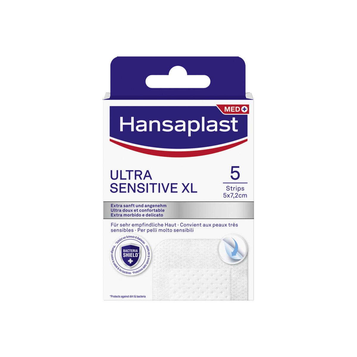 Hansaplast Apósitos Ultra Sensitive XL, suaves y delicados para pieles muy sensibles, 5 unidades