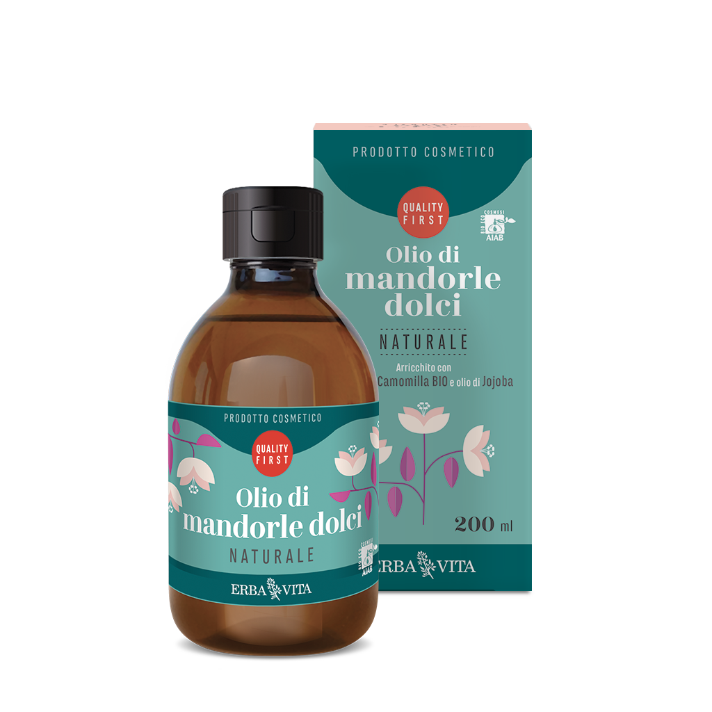 Erba Vita Aceite de almendras dulces natural, producto cosmético corporal 200 ml