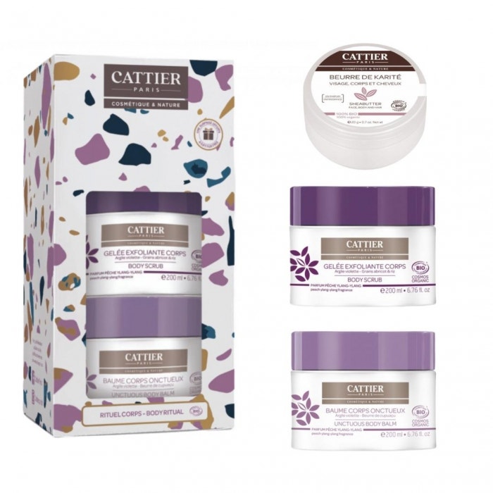 Cattier Paris Set Exfoliante Corporal 200 ml + Bálsamo Corporal 200 ml + Manteca de Karité 20 g
