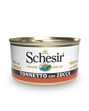 Schesir Tonnetto con calabaza, comida húmeda para gatos adultos, lata de 85 g