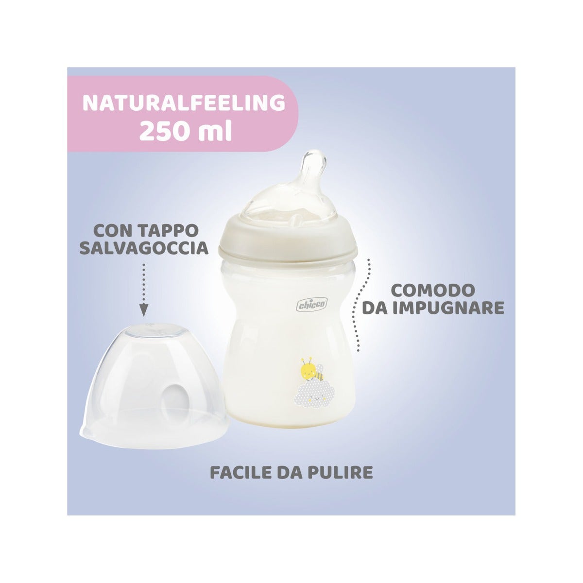 Chicco Biberón Natural Feeling Flujo Medio 2 Meses+ Unisex 250 ml