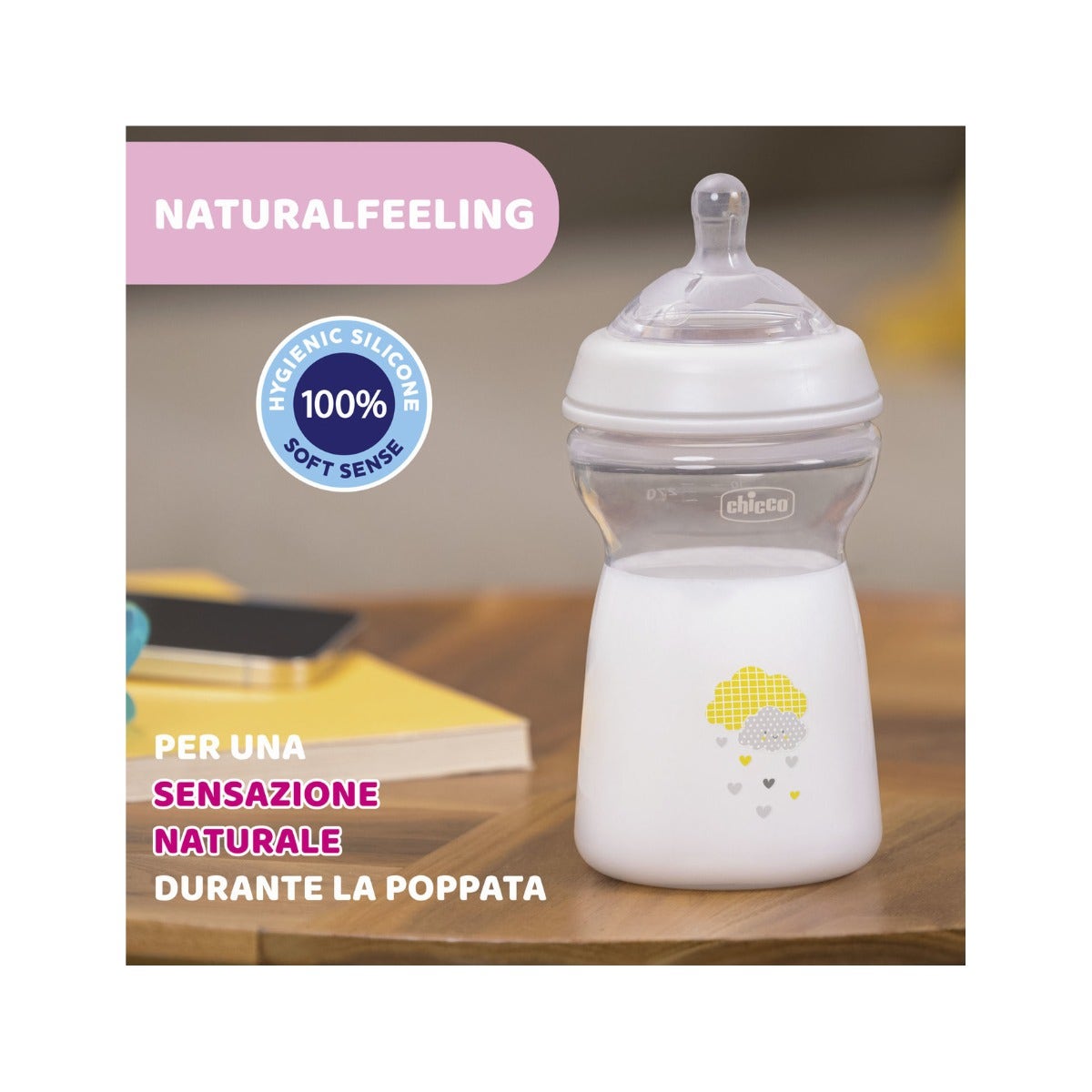 Chicco Biberón Natural Feeling Flujo Rápido 6 Meses+ Unisex 330 ml