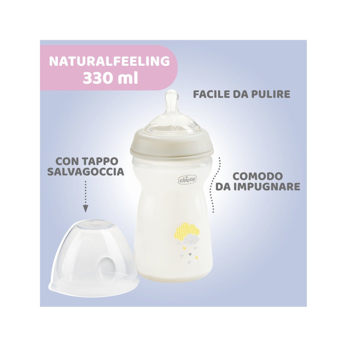 Chicco Biberón Natural Feeling Flujo Rápido 6 Meses+ Unisex 330 ml