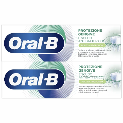 OralB Dentifricio Protezione Gengive E Scudo Antibatterico Pulizia Profonda 2x75ml