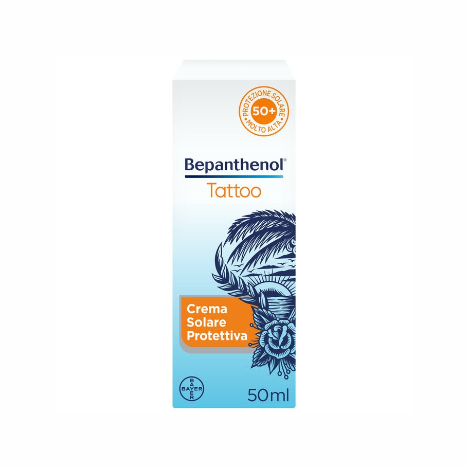 Bepanthenol Tattoo Crema de protección solar muy alta SPF50+ para tatuajes con pantenol 50 ml