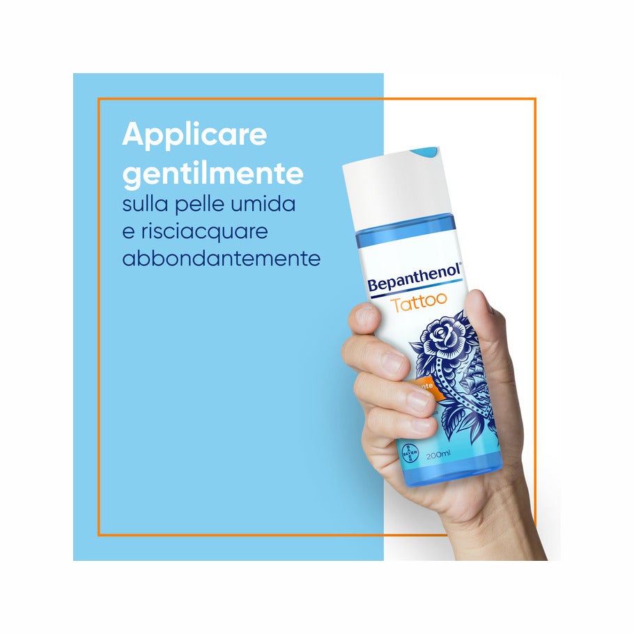 Bepanthenol Tattoo Detergente Delicato per Tatuaggi con Pantenolo Gel Senza Sapone 200ml