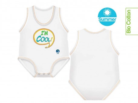 J Bimbi Body Neonato 0-36 Mesi In Fresco Cotone Biologico Fantasia I'm Cool!