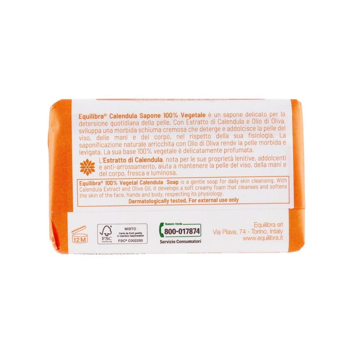 Equilibra Calendula Sapone 100% Vegetale Deterge E Addolcisce 100g