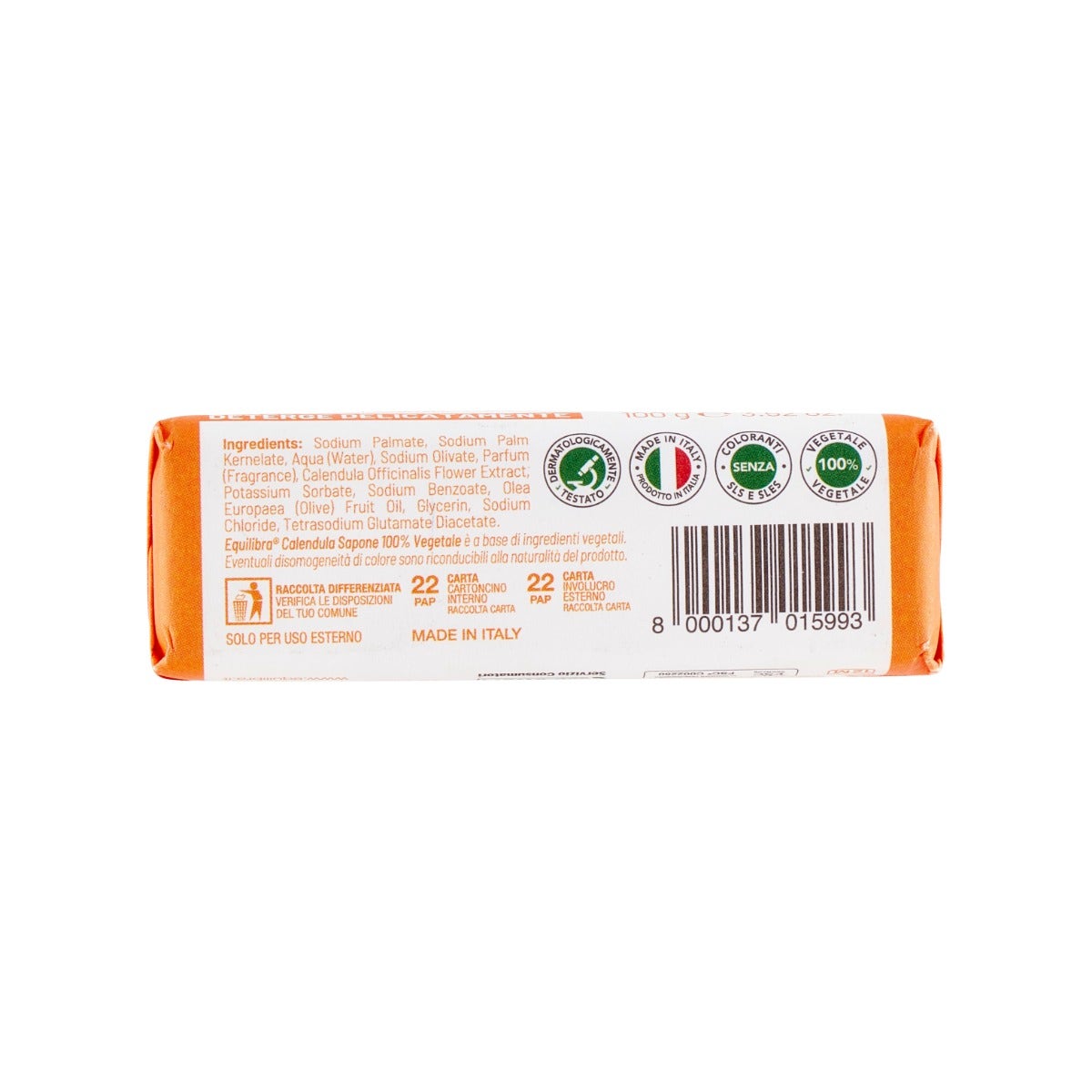 Equilibra Calendula Sapone 100% Vegetale Deterge E Addolcisce 100g