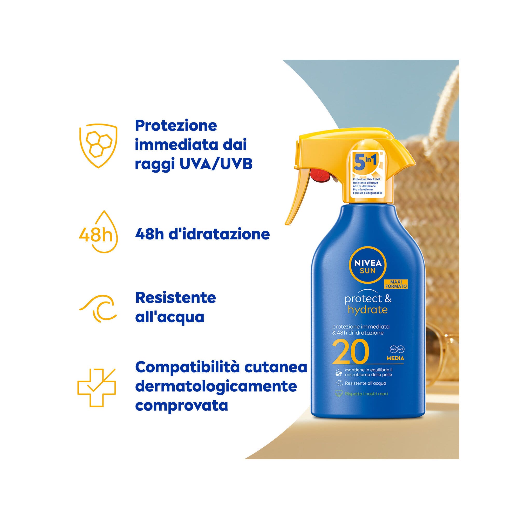 Nivea Sun Spray Solar Protect & Hydrate SPF20 Crema Solar Hidratante para 48 horas 270 ml