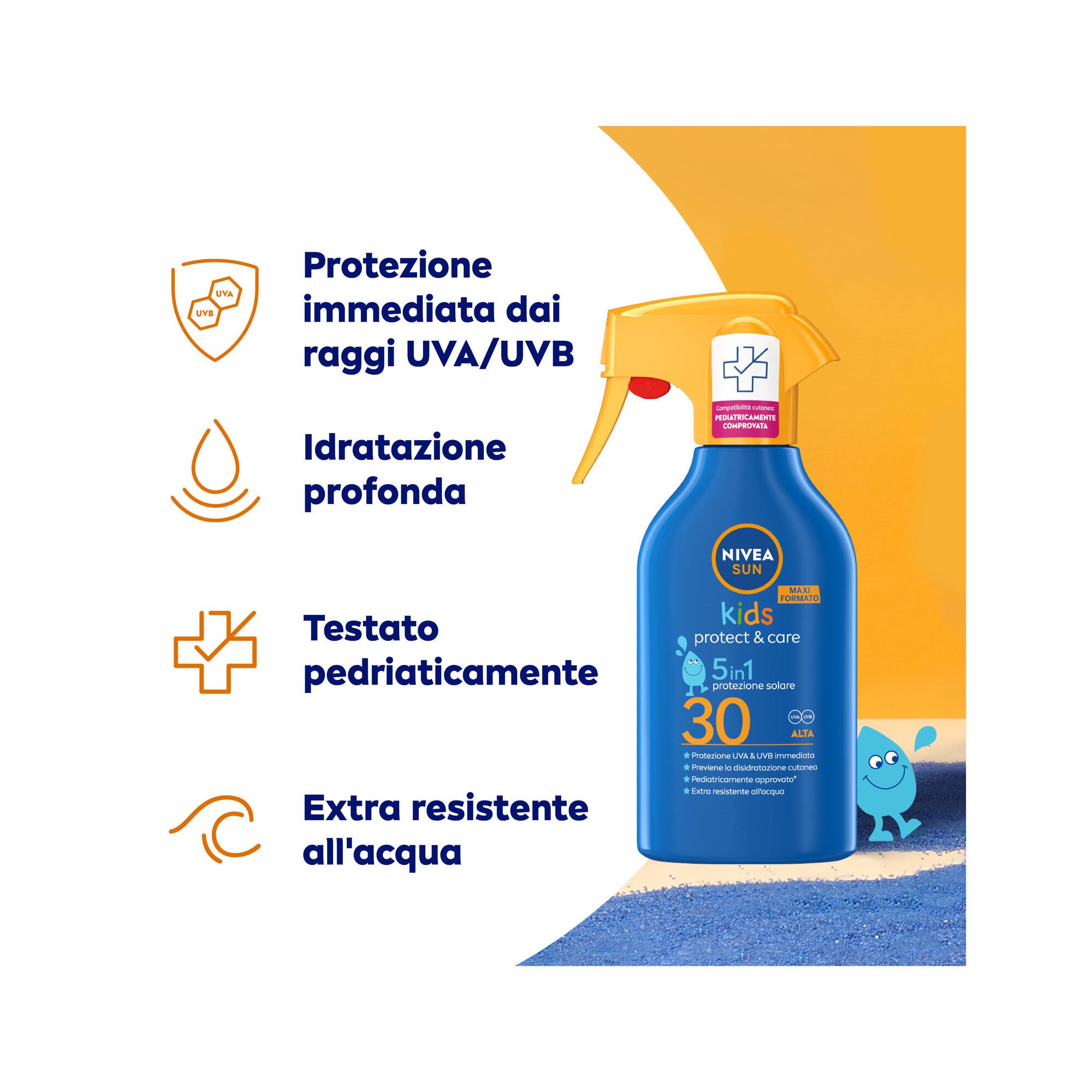Nivea Sun Spray Solar Kids Protect & Care SPF30 Crema Solar para Niños Resistente al Agua 270 ml