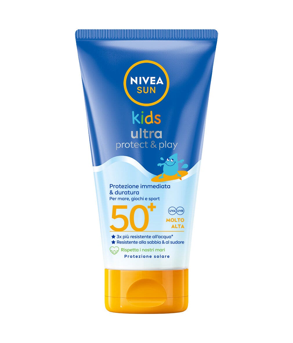 Nivea Sun Leche Solar Kids Ultra Protect & Play SPF 50+ Crema Solar para Niños Resistente al Agua 150 ml
