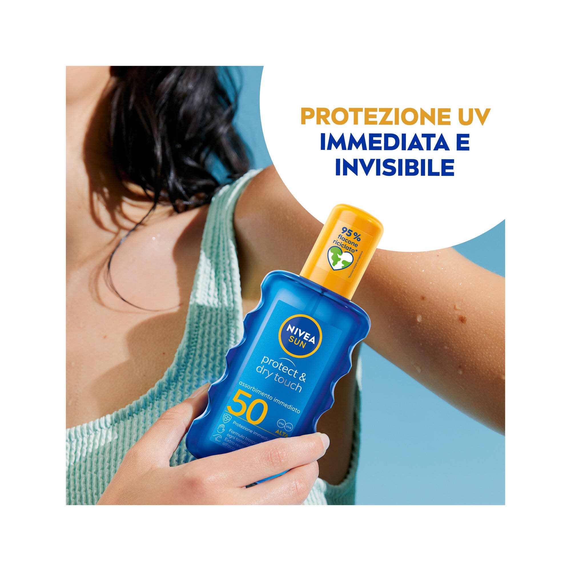 Nivea Sun Spray Solare Protect & Dry Touch Fp30 Crema Solare 100% Trasparente Per Sportivi 200ml