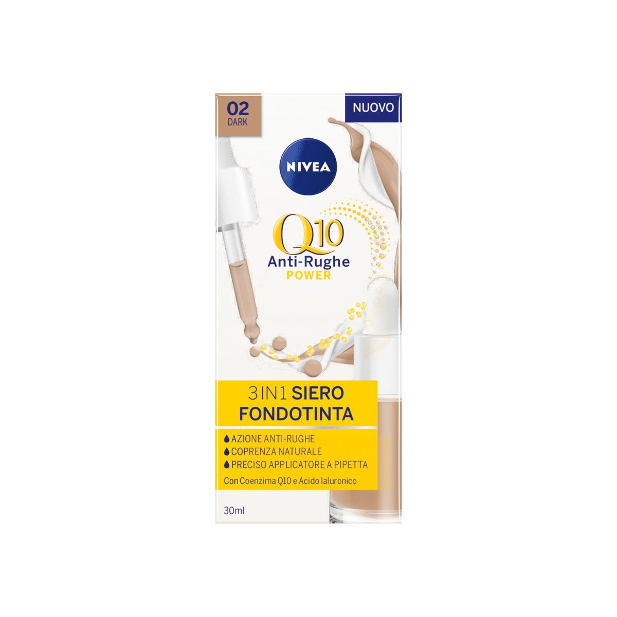 Nivea Q10 Power Antirrasgas 3 en 1: Suero y Base de Maquillaje Dark 30 ml