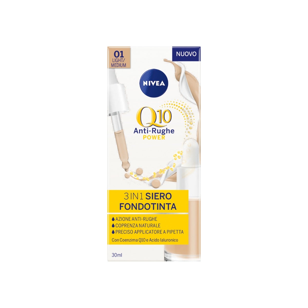 Nivea Q10 Power Anti-Rughe 3In1 Siero Fondotinta Light/Medium 30ml