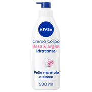 Nivea Crema Corporal Hidratante Rosa y Argán, 72 h de hidratación, con aroma a rosa, 500 ml