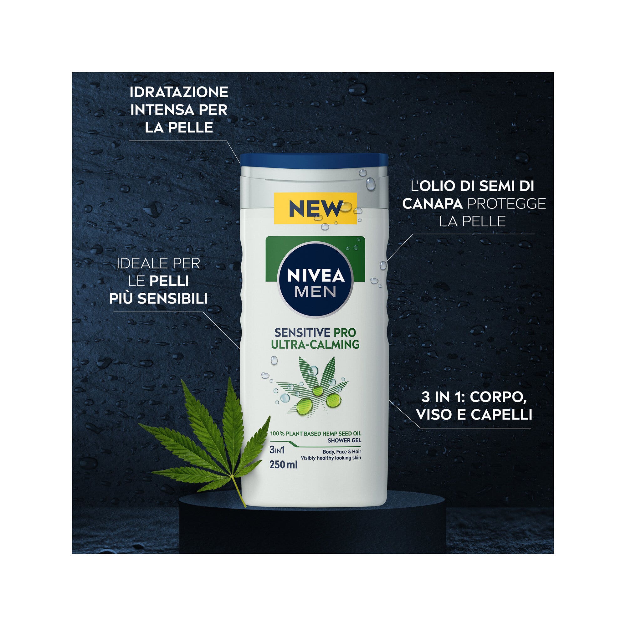 Nivea Men Doccia Shampoo Sensitive Pro Docciaschiuma Uomo Per Corpo E Capelli Sensibili 250ml