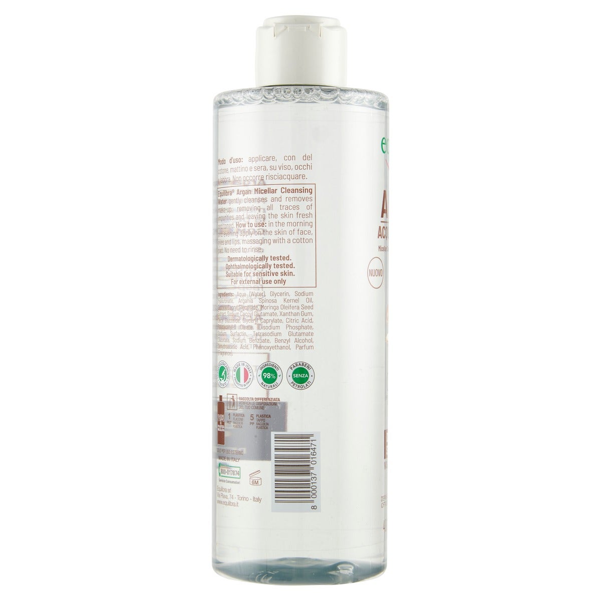 Equilibra Argan Acqua Micellare Detergente Struccante 400ml