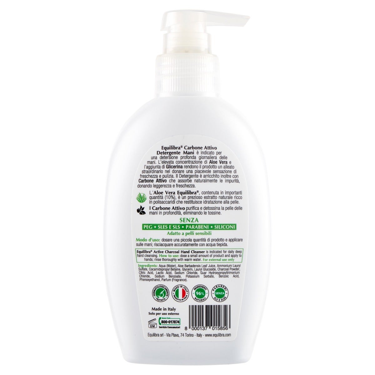 Equilibra Carbone Attivo Detergente Mani Detox 300ml